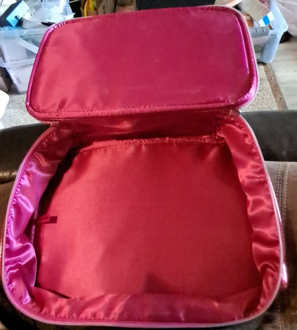 Large Lancome Red Metallic Cosmetic Case